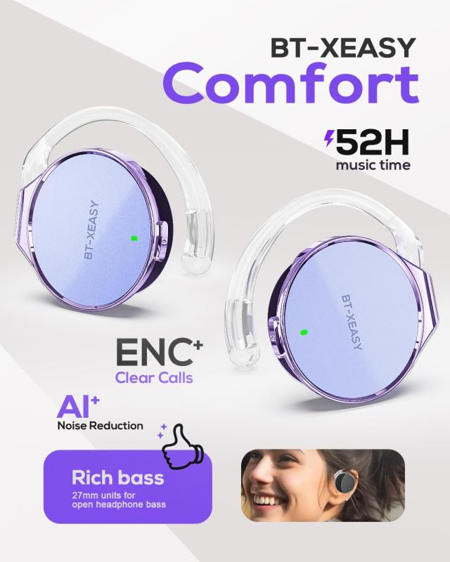 耳掛け式イヤホン Bluetooth 5.4 クリップヘッドホン ワイヤレス