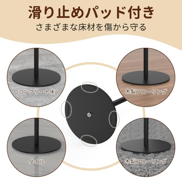 Snowtaros サイドテーブル 丸 ブラック W24？D24？H76.7cm コーヒー テーブル 省スペース ベッドテーブル コンパクト スリムテーブル 安定_3