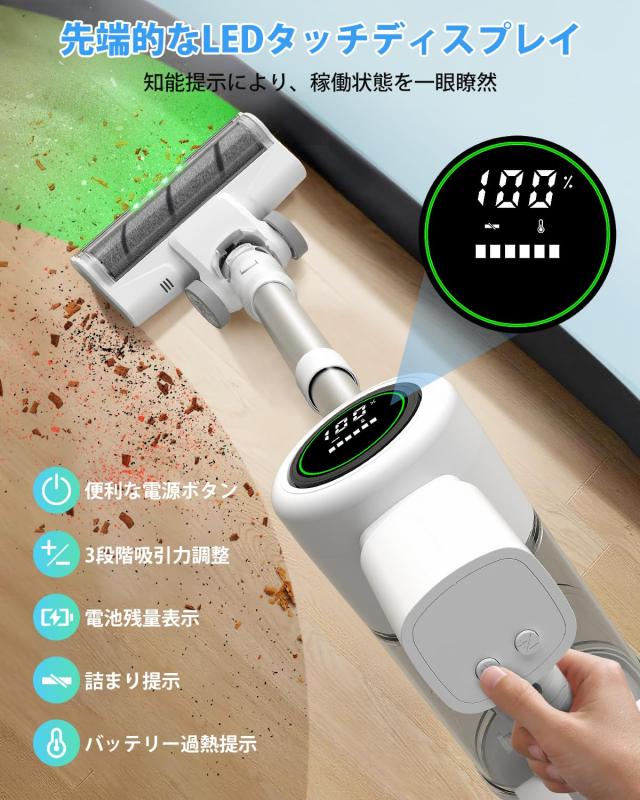 掃除機 コードレス【2025業界革新版！業界初自走式！65Kpa超強力吸引