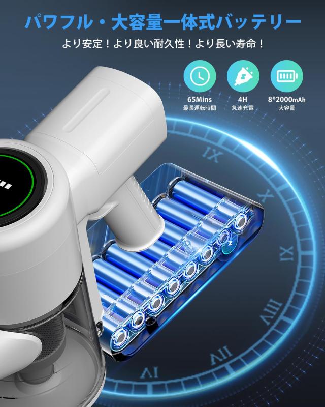新品 掃除機 コードレス【2025業界革新版！業界初自走式！65Kpa超強力吸引 レビュー】掃除機 コードレス【2025最新型!業界初グリーンLEDライト付