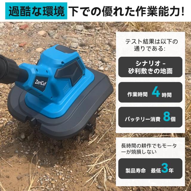 耕運機 家庭用 充電式【業界初3段階式脱着-2段階式切替ミニ耕運機】900W+360RPM？力モーター付3面冷却【耕？255CM 耕深220MM】4.0Ahバッテ_6