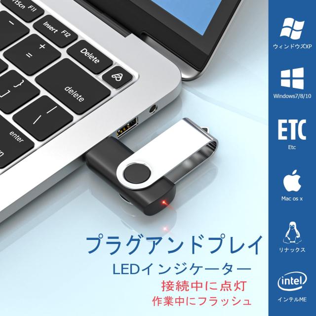 USBメモリ 1GB 20個セットWooolken USB2.0 高速 データ転送 360度回転式設計 ？サムドライブ キーチェーン付き メモリスティック USB ドラ_1