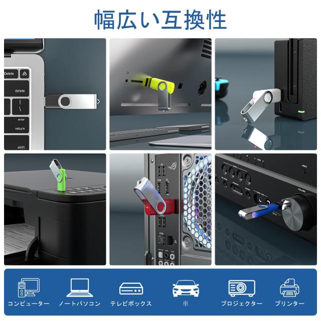 USBメモリ 1GB 20個セットWooolken USB2.0 高速 データ転送 360度回転式設計 ？サムドライブ キーチェーン付き メモリスティック USB ドラ_4
