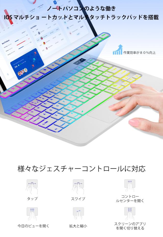 iPad Pro 11インチ 2024 (M4) iPad Pro 11 キーボードケース マルチタッチジェスチャー対応 バックライト付き フローティングデザイン ホ_1