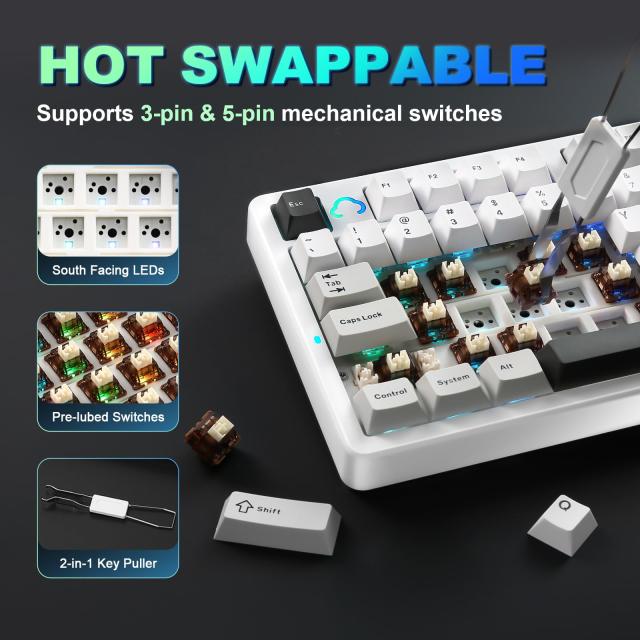 YUNZII AL98 QMK/VIA ワイヤレス メカニカルゲーミングキーボード フルアルミニウム筐体 BT/2.4G/USB-C接続対応 プレルーブ済み ホットス_5