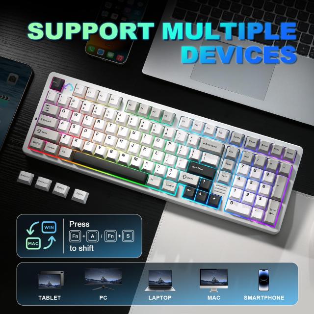 YUNZII AL98 QMK/VIA ワイヤレス メカニカルゲーミングキーボード フルアルミニウム筐体 BT/2.4G/USB-C接続対応 プレルーブ済み ホットス_6