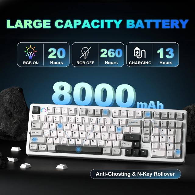 YUNZII AL98 QMK/VIA ワイヤレス メカニカルゲーミングキーボード フルアルミニウム筐体 BT/2.4G/USB-C接続対応 プレルーブ済み ホットス_7