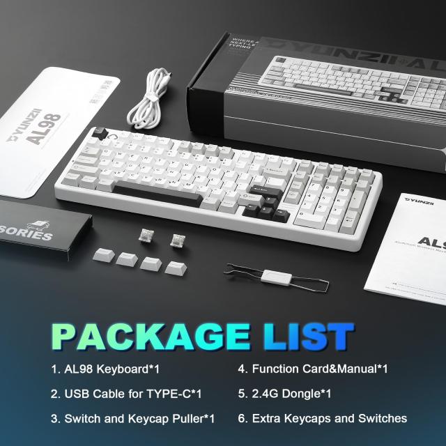 YUNZII AL98 QMK/VIA ワイヤレス メカニカルゲーミングキーボード フルアルミニウム筐体 BT/2.4G/USB-C接続対応 プレルーブ済み ホットス_8