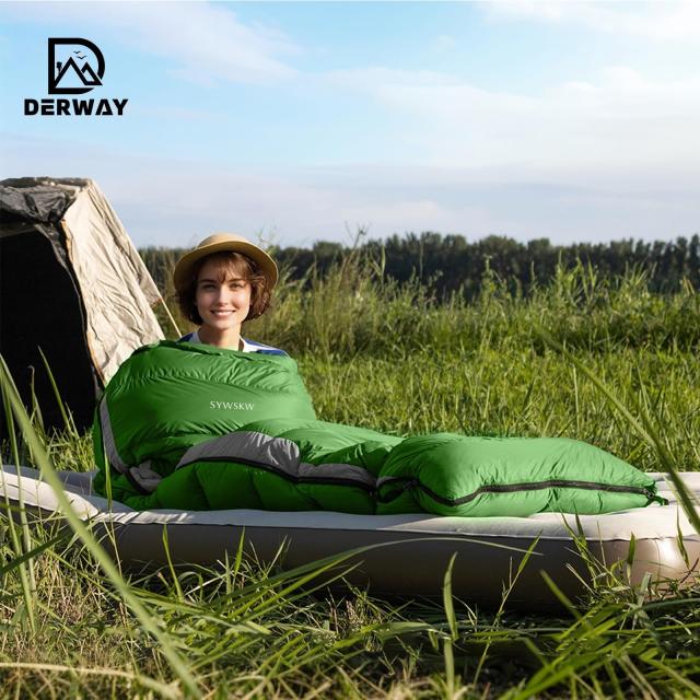 Derway ダウン寝袋 枕付き、封筒型超軽量小型パッケージ寝袋 680FP、より軽くて暖かい、防災、キャンプ、アウトドア、登山、車用、春、夏_6