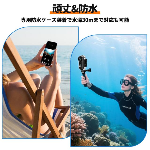 4Kアクションカメラ UHD 小型ウェアラブルカメラ 160°広角小型Vlogビデオカメラ ボディカメラ Yolanda ハンズフリーPOV 30メートルIP68_2