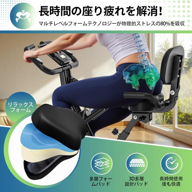 SLUNSE エアロバイク 家庭用 静音 フィットネスバイク 5機能 