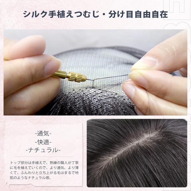 気品人毛100% つむじ部分手植え ショートウィッグN890 人毛100％部分