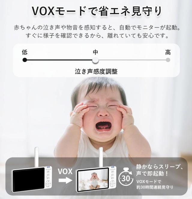 ZAIDER ベビーモニター モニター付き 見守りカメラ ペットカメラ 首振り操作＆VOX省エネ 遠隔操作 ベビーセンサー_3