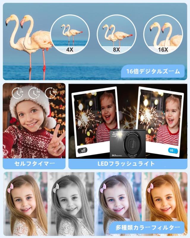 YULINJIA デジカメ4K スマホに送れる デジタルカメラ WIFI転送機能