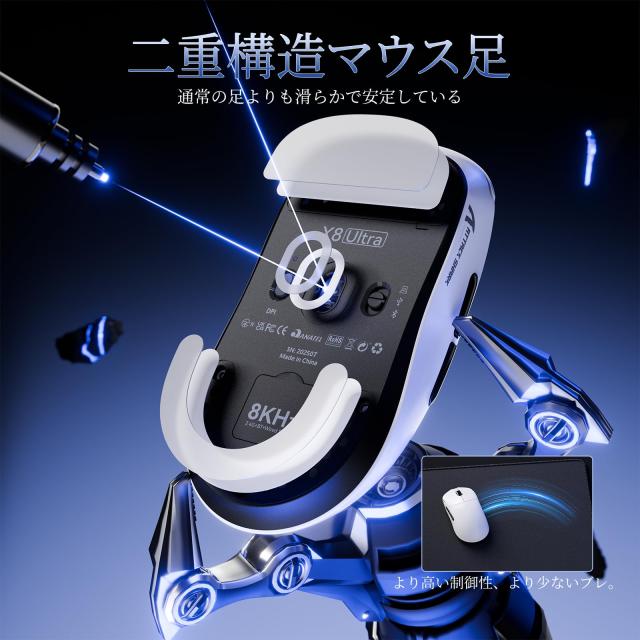 ATTACK SHARK X8ULTRA ワイヤレスゲーミングマウス - 55g超軽量設計 / Nordic 52840チップ搭載 / 42000DPI PAW3950MAXセンサー / 3モード_7
