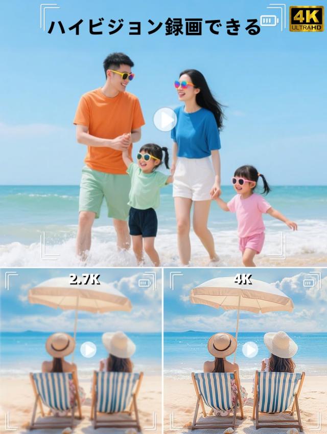 YULINJIA 超小型デジカメ 4K ミニサイズ デジタルカメラ ビデオ録画 6400万画素 64GBマイクロSDカード付き 30g 1600万COMSセンサー 1.54