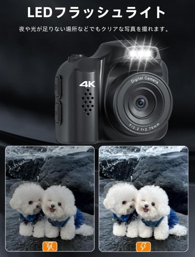 YULINJIA 超小型デジカメ 4K ミニサイズ デジタルカメラ ビデオ録画 6400万画素 64GBマイクロSDカード付き 30g 1600万COMSセンサー 1.54