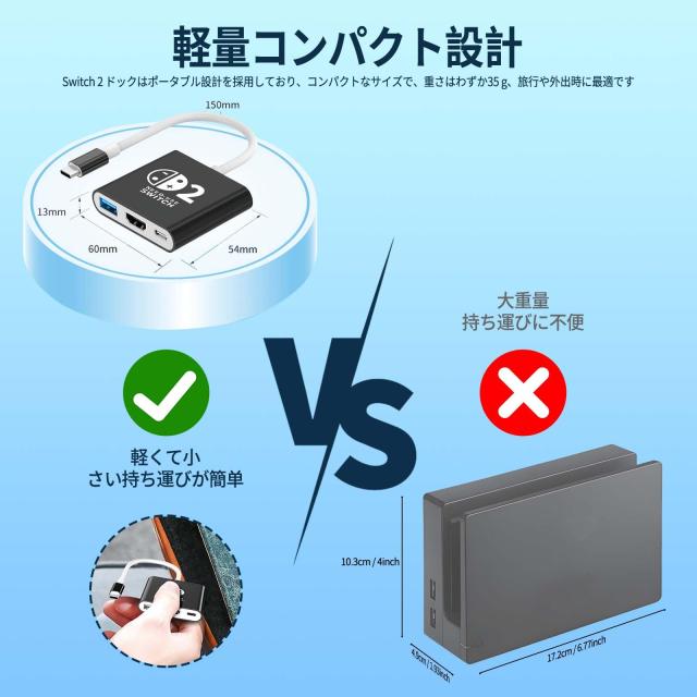 Switch 2用ドック【2025年新登場-3in1多機能】スイッチ 2 ドック