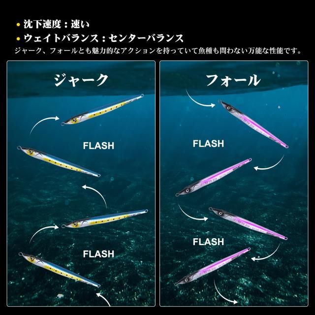 GOTURE リードフィッシングジグ 200g 5 種類セット 二本？付き 垂直ジグ 海水淡水兼用 アシストフック付き 5 個入り PVC 袋 + 紙カード 鉛_1