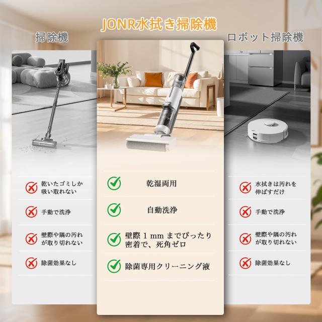 【新品未使用】JONR ED12 Lite コードレスクリーナー 新品未使用】JONR ED12 Lite コードレスクリーナー 水拭き掃除機 jonr