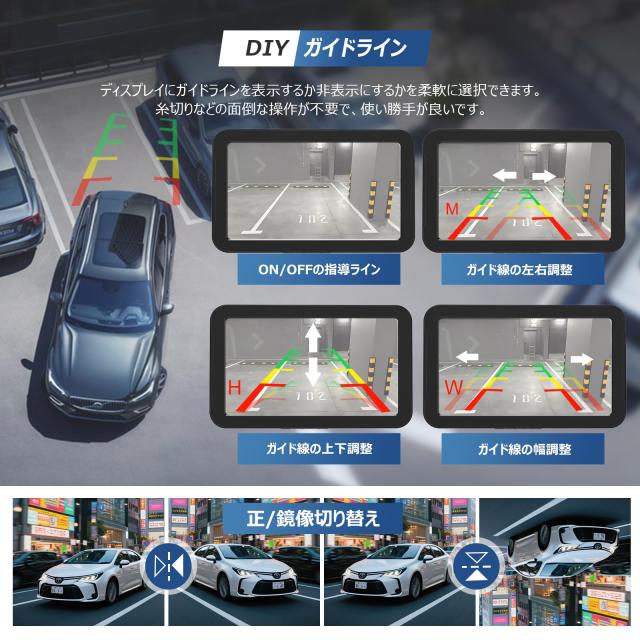 PARKVISION 7インチモニター 180度広角 バックカメラモニターセット