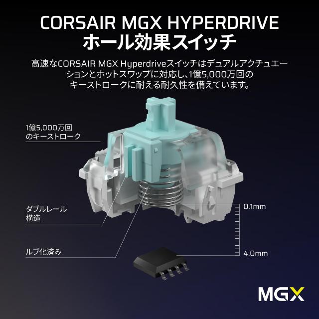CORSAIR VANGUARD 96 PRO 有線ゲーミングキーボード 96% 配列 Hall Effect メカニカル ？ MLX Hyperdrive リニアスイッチ, LCDスクリーン_4