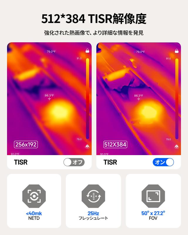 TOPDON TC002C Duo サーモグラフィーカメラ USB-C Lightning対応 512x384 TISR_2