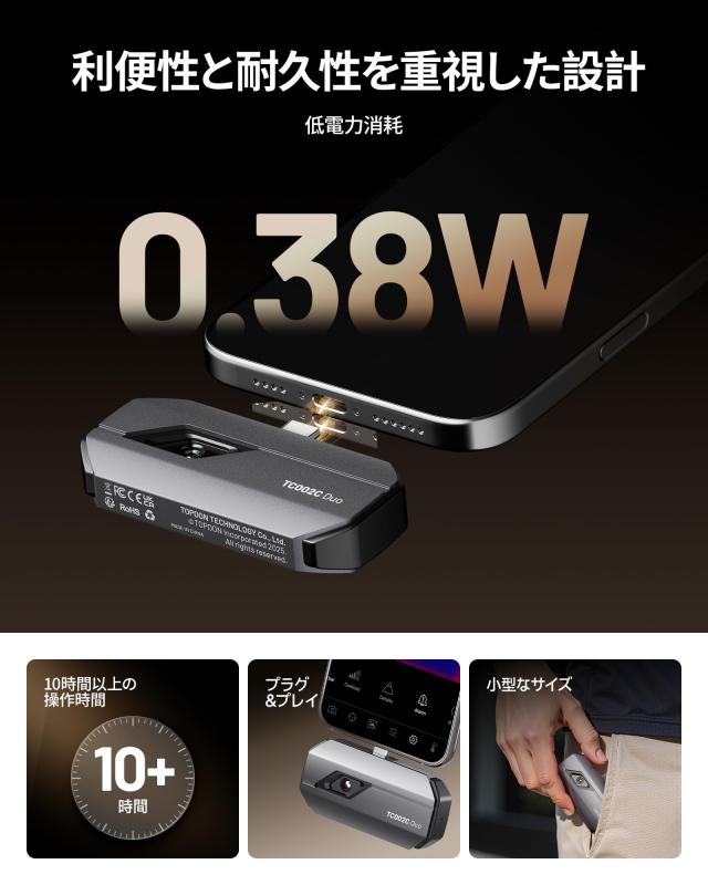TOPDON TC002C Duo サーモグラフィーカメラ USB-C Lightning対応 512x384 TISR_8