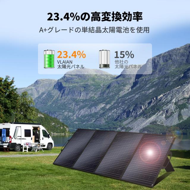 VLAIAN ソーラーパネル 200W 18V 11.11A 折りたたみ式 ソーラーチャージャー 太陽光発電 ポータブル電源 角度調整可能 高変換効率 軽量 M