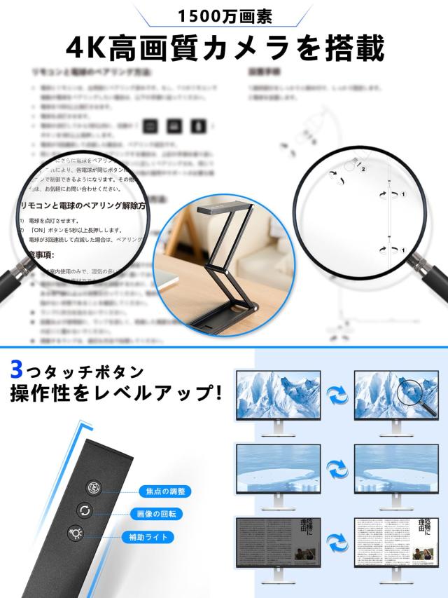 2025新登場】 ドキュメントスキャナー 折りたたみ 書画カメラ ブック