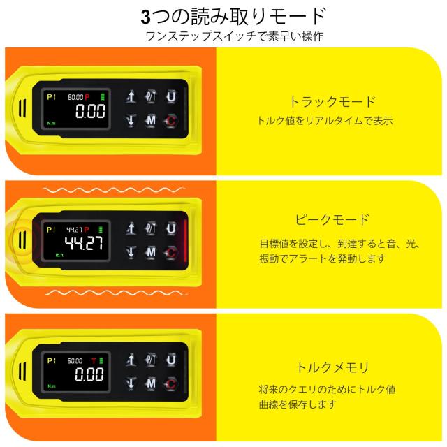 ATsafepro トルクレンチ デジタル 3/8’’ 0.9〜60 Nm,9.5 mm差込角, 5単位（in-lb/ft-lb/Nm/kg-cm/kg-m)変換, トルクレンチ 車, バイク,自_5