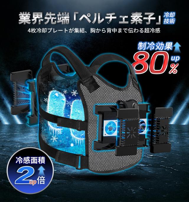 THEKUKU ペルチェ冷却ベスト 30000mAh大容量バッテリーセット グレー