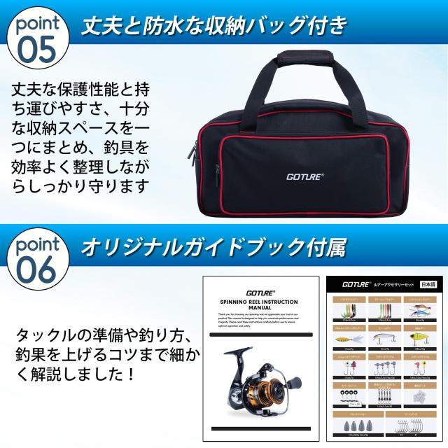 Goture 御釣り仕かける 金色円環海竿 投げ竿 1.8m 12 点操作手順 ルアー・悪巧み・小物一揃え完全無欠さ 未経験者から上級者まで相応う 超軽さ高こっ酷い 雨合羽納める
