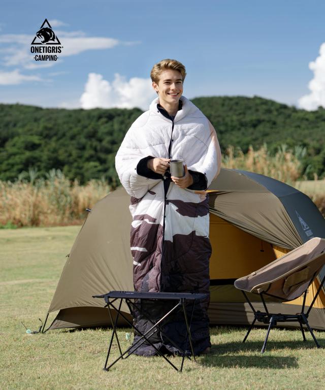 OneTigris Camping キャンプブランケット 高保温性 軽量 スナップボタン付き 肌優しい 柔らか 無臭 エコ 耐久 おしゃれ 収納袋付き 200 x_5