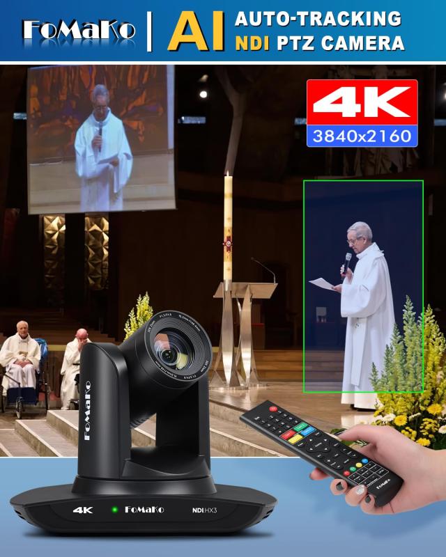【USB録画対応】FoMaKo 4K NDI|HX3 PTZカメラ HDMI AI自動追尾 PTZカメラ 4K 30X光学ズーム 3G-SDI/USB3.0 /HDMI/NDI出力 教会 Web会議_1