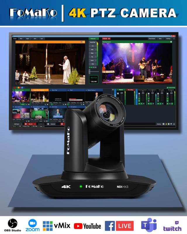 【USB録画対応】FoMaKo 4K NDI|HX3 PTZカメラ HDMI AI自動追尾 PTZカメラ 4K 30X光学ズーム 3G-SDI/USB3.0 /HDMI/NDI出力 教会 Web会議_3