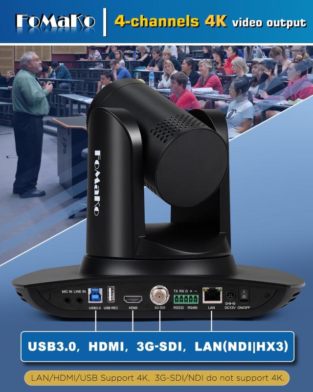 【USB録画対応】FoMaKo 4K NDI|HX3 PTZカメラ HDMI AI自動追尾 PTZカメラ 4K 30X光学ズーム 3G-SDI/USB3.0 /HDMI/NDI出力 教会 Web会議_4