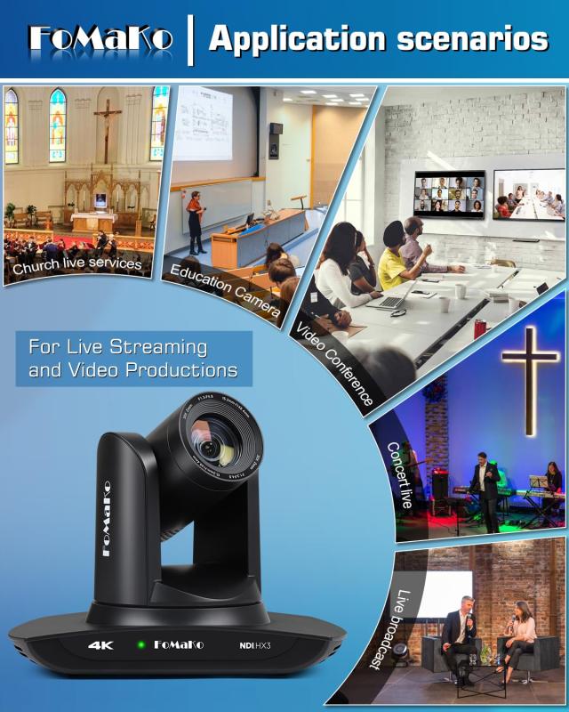 【USB録画対応】FoMaKo 4K NDI|HX3 PTZカメラ HDMI AI自動追尾 PTZカメラ 4K 30X光学ズーム 3G-SDI/USB3.0 /HDMI/NDI出力 教会 Web会議_6