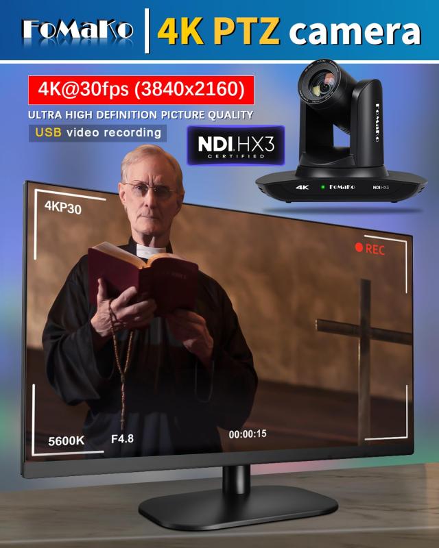 【USB録画対応】FoMaKo 4K NDI|HX3 PTZカメラ HDMI AI自動追尾 PTZカメラ 4K 30X光学ズーム 3G-SDI/USB3.0 /HDMI/NDI出力 教会 Web会議_7