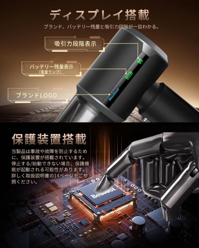 BeeTool ハンディクリーナー 多機能 【3種吸引モード＆ディスプレイ