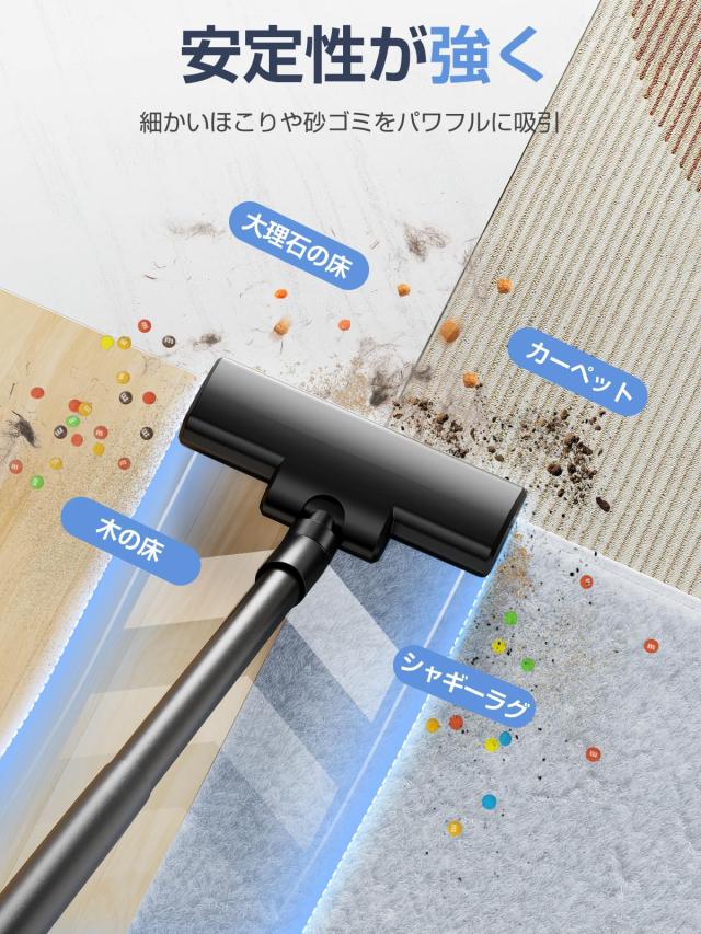 掃除機 コードレス 軽量 【置くだけ充電】 38Kpa強力吸引 最大40分連続