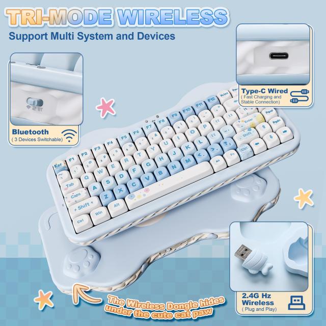 YUNZII C75 ワイヤレス メカニカルキーボード 75%レイアウト ホット