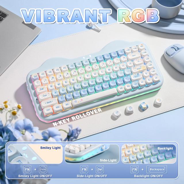 YUNZII C75 ワイヤレス メカニカルキーボード 75%レイアウト ホット