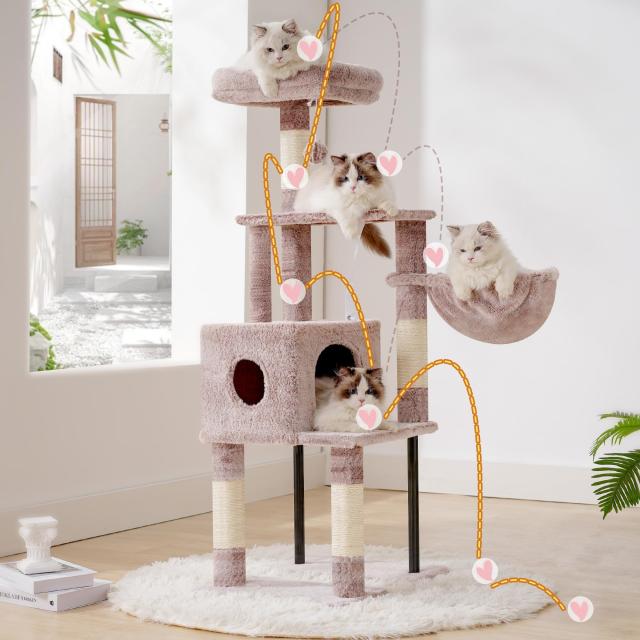 Heyblyキャットタワー 超スリム 高さ125cm 省スペース 猫タワー 高い