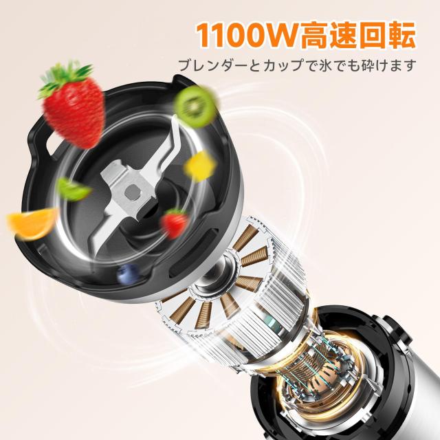【無段階変速？鍋キズ防止】ハンドブレンダー 1100W 離乳食 ブレンダー 1台6役 強力 電動 ミキサー 氷・肉・果物・野菜 泡立て器 ジューサ 無段階変速？鍋キズ防止】ハンドブレンダー 1100W 離乳食 ブレンダー 1