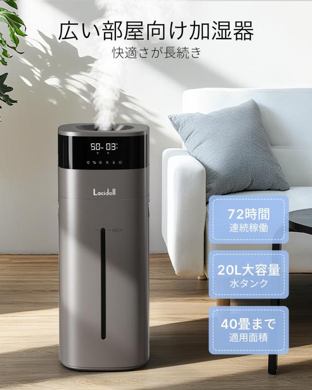 LACIDOLL 加湿器 大容量 スチーム式 ハイブリッド式 加熱式 加湿器 