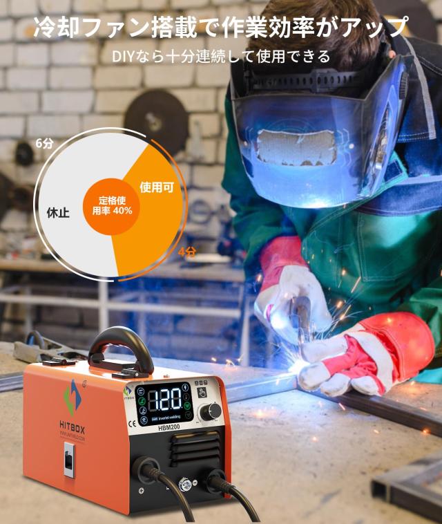HITBOX 半自動溶接機 100V 200A 溶接機 1台3役 ノンガスMIG HITBOX 半自動溶接機 100V 200A 溶接機 1台3役 ノンガスMIG