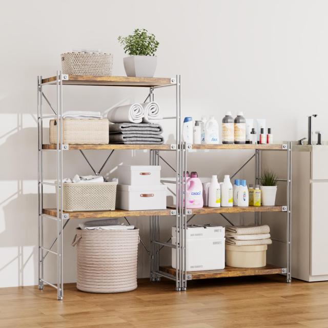 HOMNITURE オープンラック 3段 幅86cm 木製 収納棚 スモーク調｜安定感設計・組立簡単｜キッチン リビング 書斎 多目的ラック_6