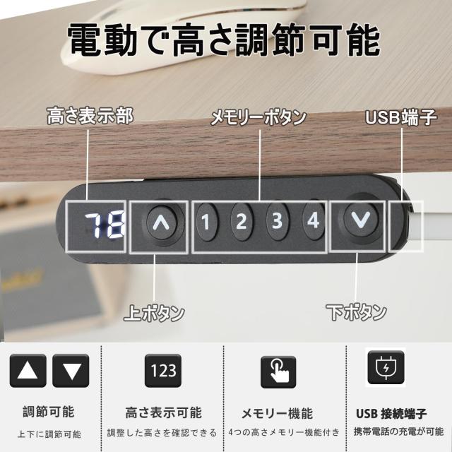Radlove デスク 昇降式 パソコンデスク ゲーミングデスク 机 電動昇降式スタンディングデスク パソコンラック PCデスク つくえ 高さ調節