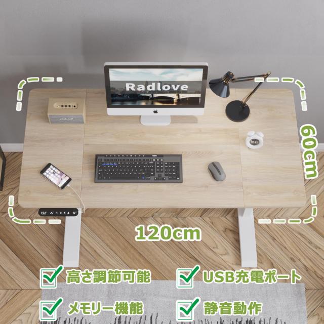 Radlove デスク 昇降式 パソコンデスク ゲーミングデスク 机 電動昇降式スタンディングデスク パソコンラック PCデスク つくえ 高さ調節
